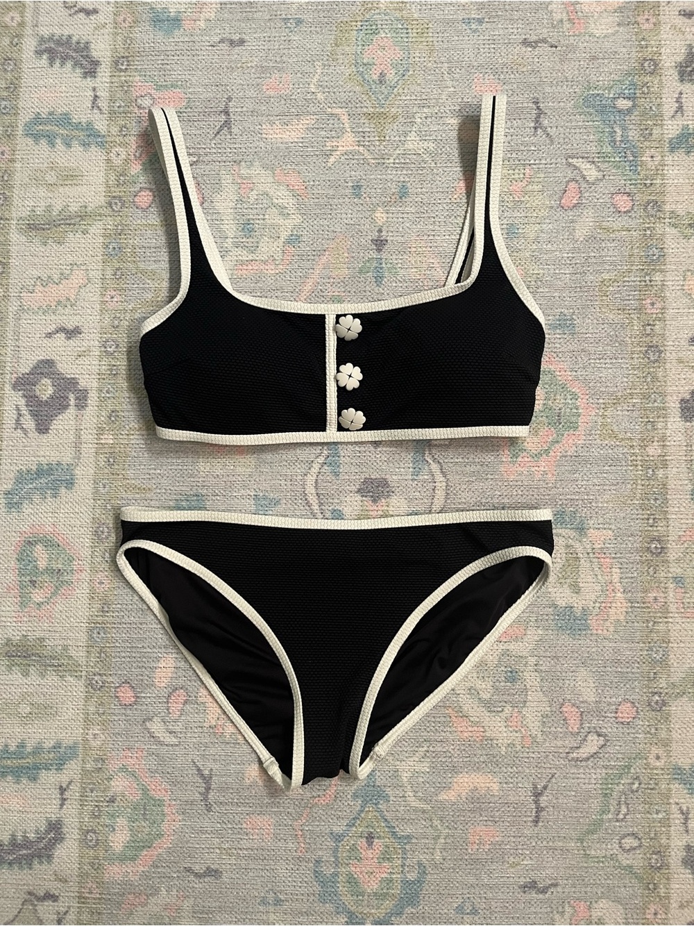 Kate Spade Contrast Piqué Square-neck Bikini